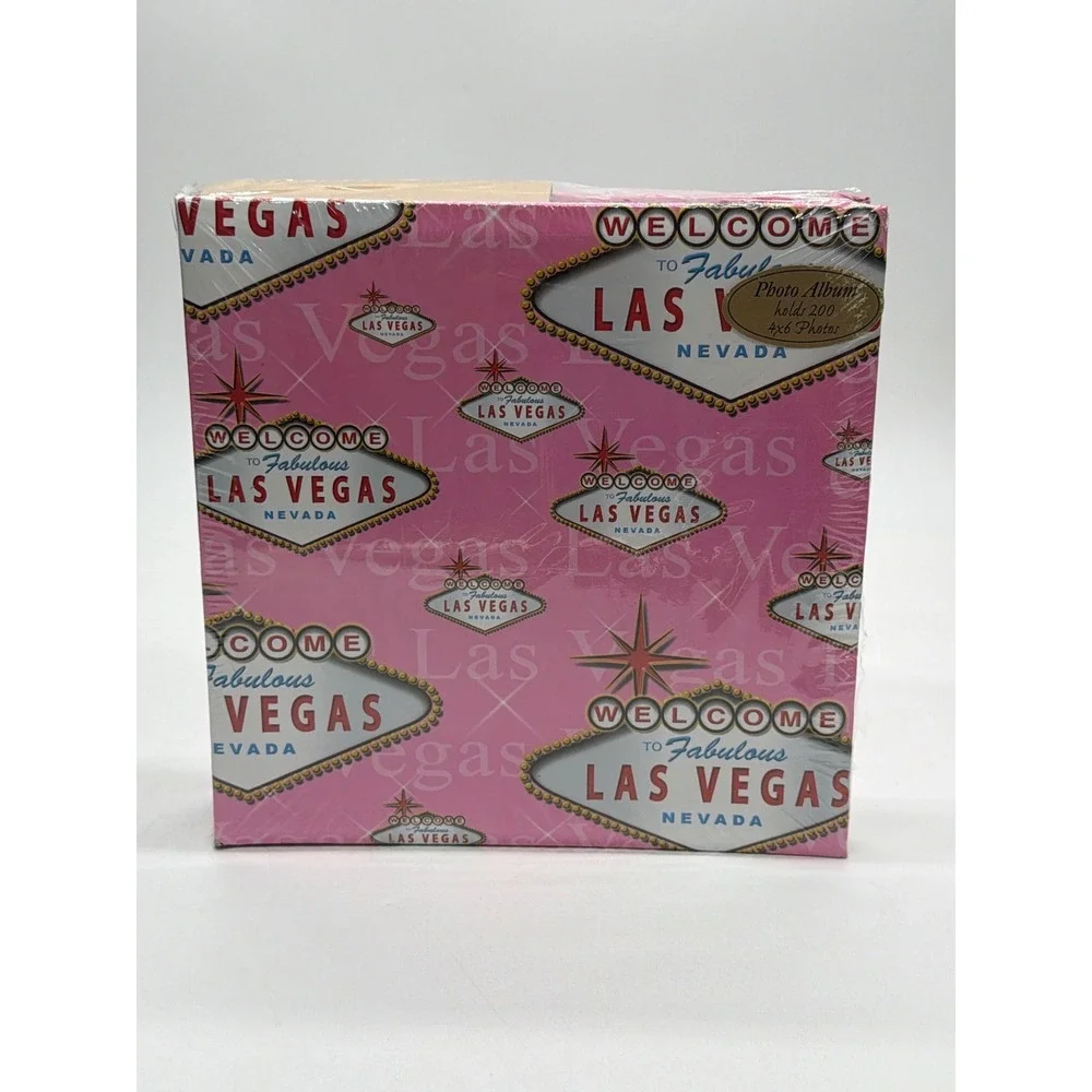 Pink Las Vegas Souvenir Photo Album Holds 200 4x6‎ Photos NIP Welcome Sign Retro